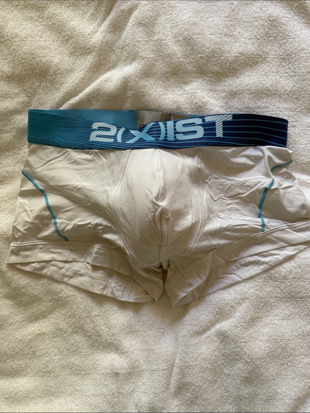 2xist White Boxer Briefs with Teal Accent Waistband